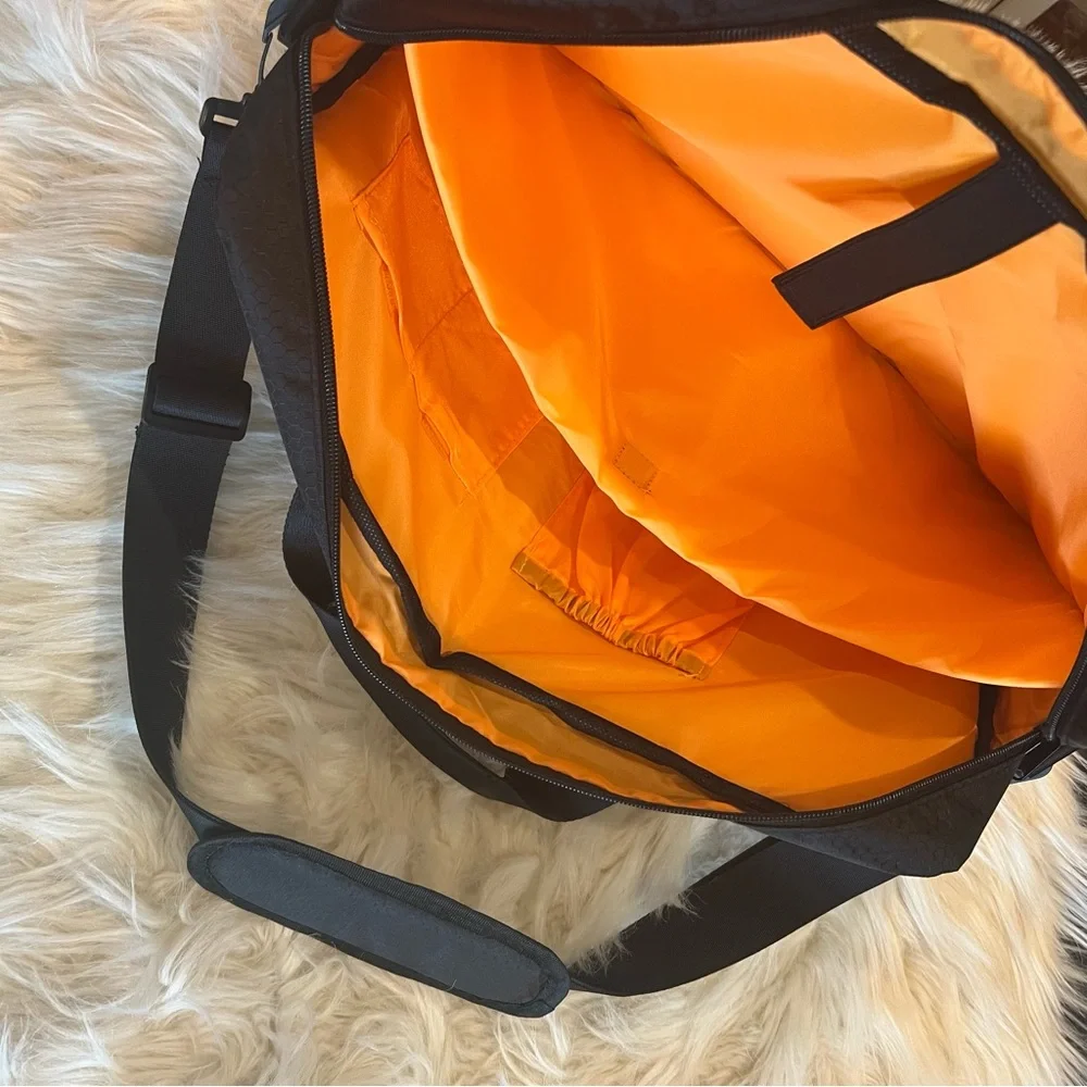 Laptop Messenger Briefcase Bag Black with Orange Interior New